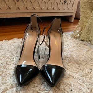 Black and clear pointed toe stiletto